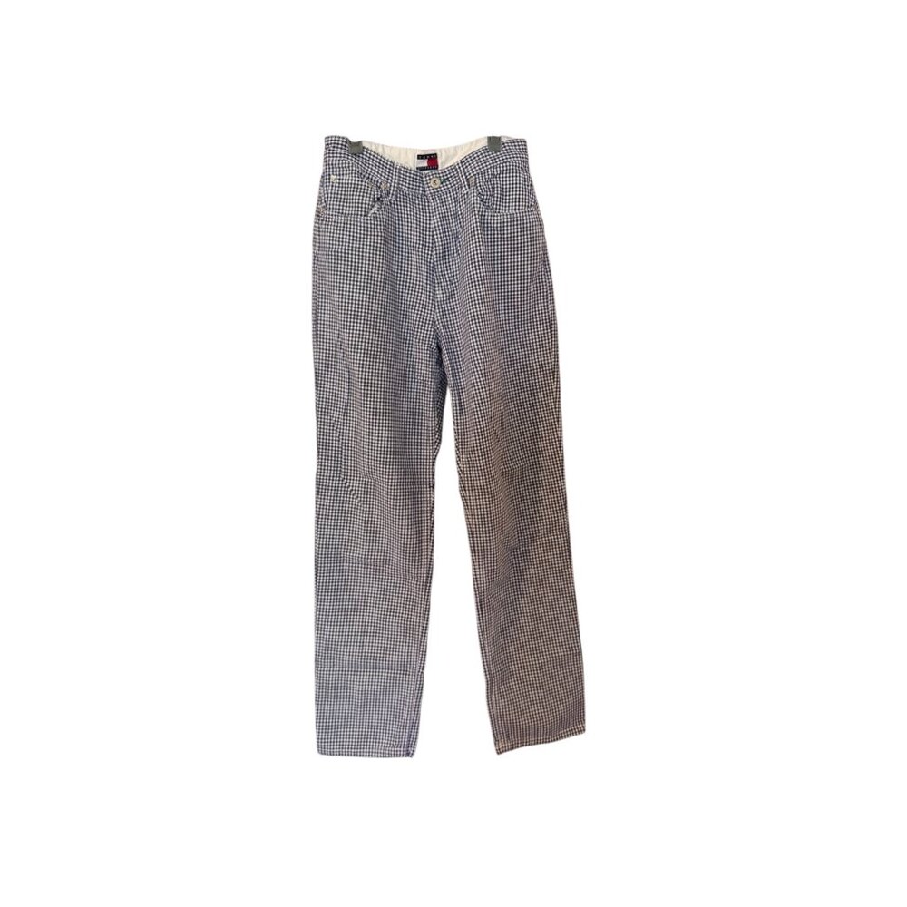 Vintage Glen Check Tommy Hilfiger Blue Checkered Size 8 Mom Jean Straight Leg